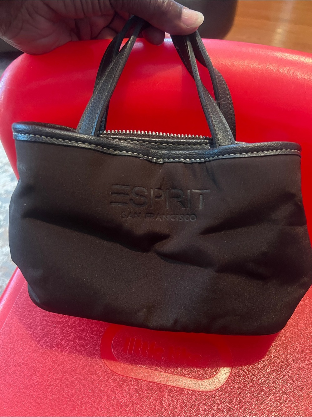 Esprit Black Nylon Mini Tote with Dual Handles